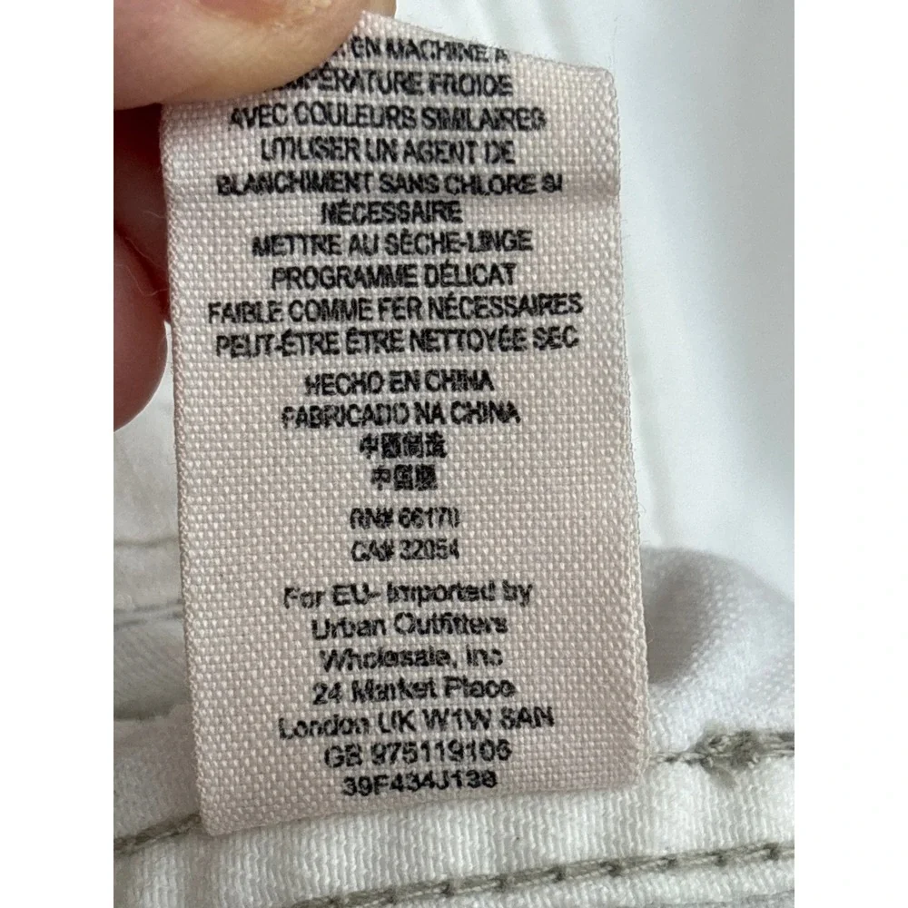 Free People White Denim Jacket Gray Knit Sleeves Hoodie Layered Casual Wom SZ M - Picture 7 of 8